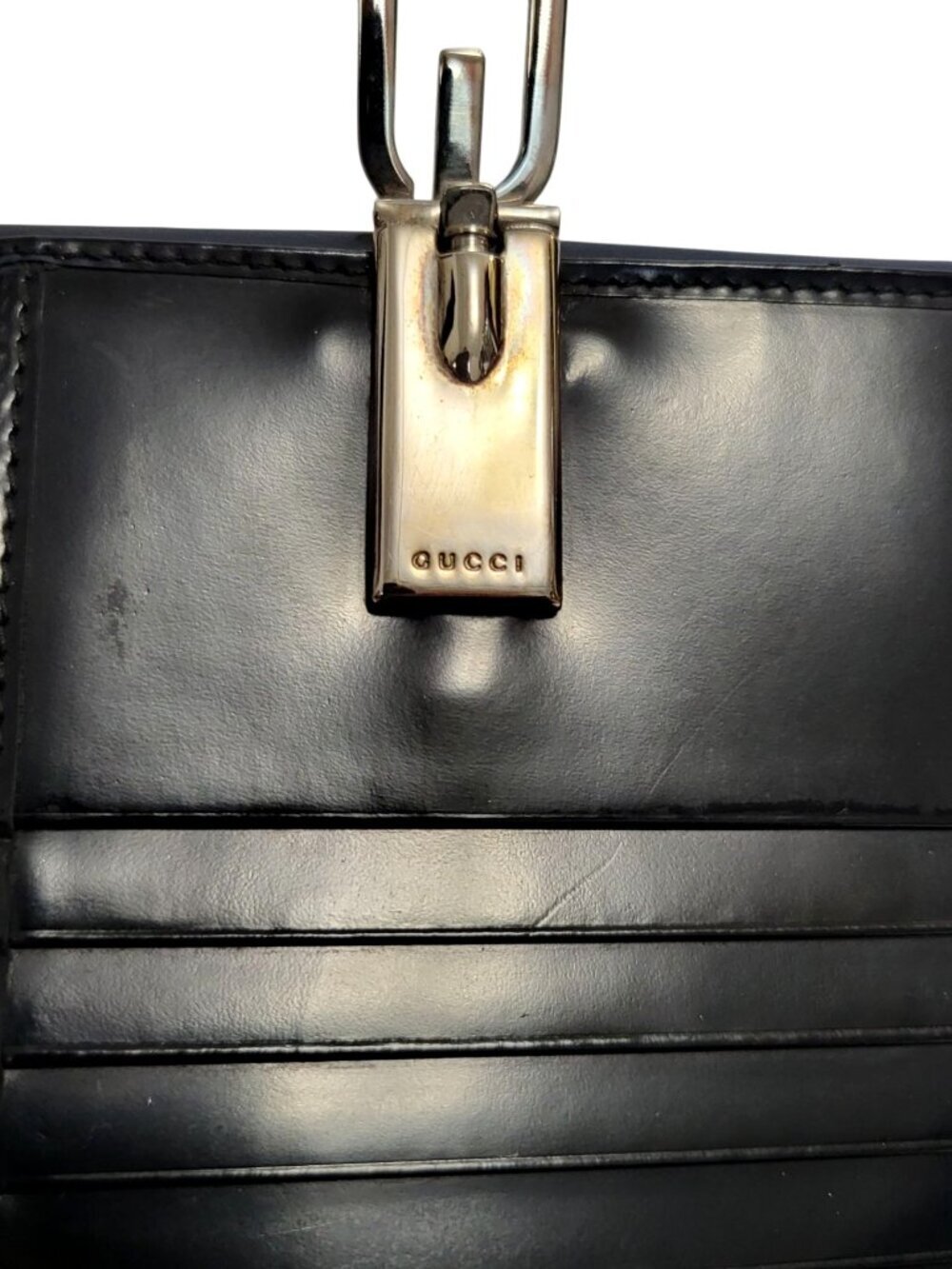 Vintage Gucci Tom Ford Era Leather Wallet Black Smooth G Clasp Bifold Italy - Picture 6 of 15